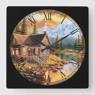 Horloge Carrée Chalet d'été Art