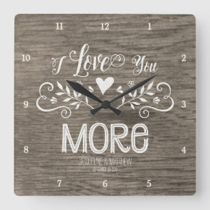 Horloge Carrée Chalkboard Leaf Heart Script Typografy