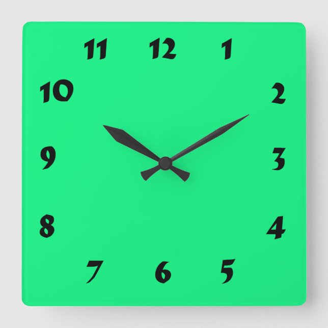 Horloge Carrée Changeable Numbered Bright Neon Green Clock (Recto)
