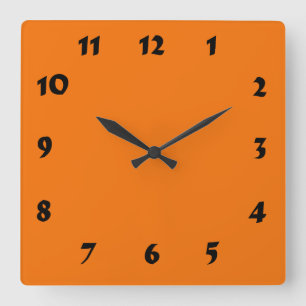 Horloge Carrée Changeable Numbered Orange Clock