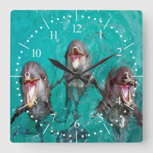 Horloge Carrée Chanter des dauphins dans l'océan