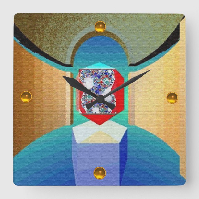 Horloge Carrée CHAOS ET ORDER TEMPLE Surreal Fractal Art (Recto)