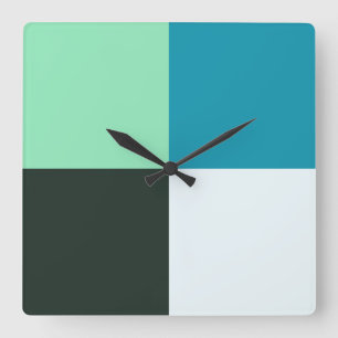Horloge Carrée Charbon Blanc Turquoise Vert bleu Aqua Turquoise