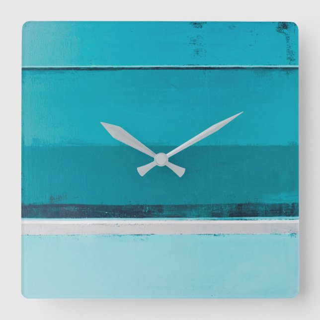 Horloge Carrée "Chargez-vous" de Teal et de l'art abstrait gris (Recto)