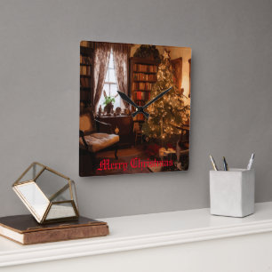 Horloge Carrée Charme de Noël