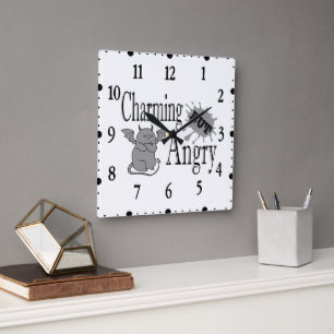 Horloge Carrée Charming mais en colère petit chat diable drôle ci