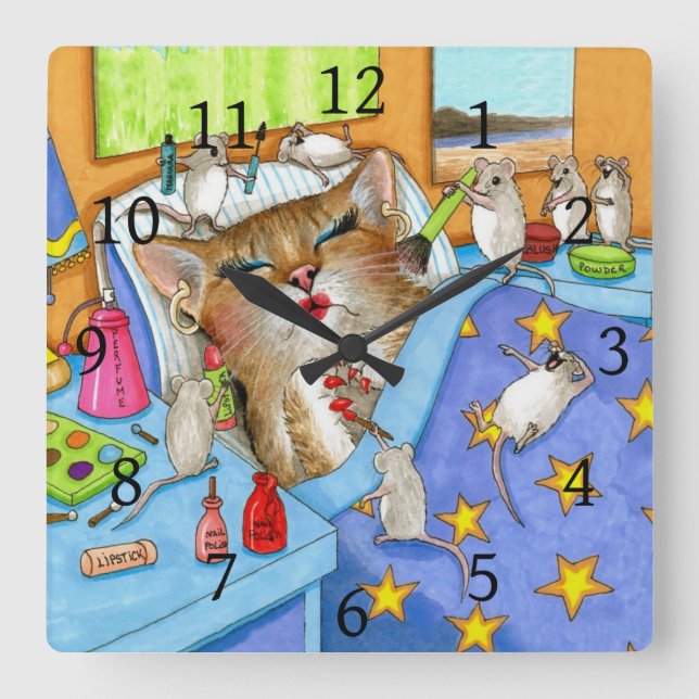 Horloge Carrée Chat 508 (Recto)