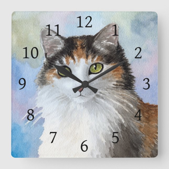 Horloge Carrée Chat 572 Calico (Recto)