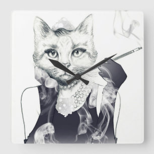 Horloge Carrée Chat de glamour