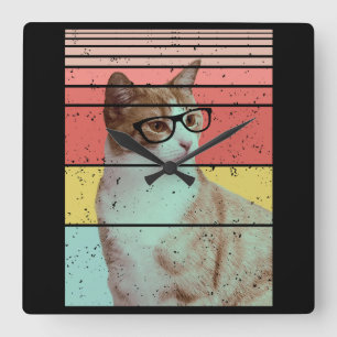HORLOGE CARRÉE CHAT DRÔLE MIGNON VINTAGE TENDANCE