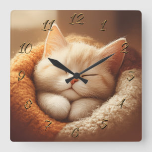 Horloge Carrée Chat endormi