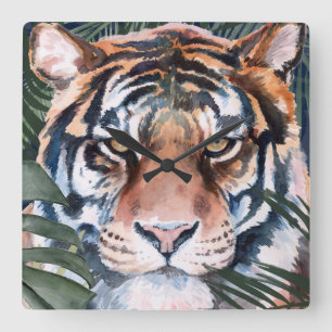 Horloge Carrée Chat Jungle - Tigre