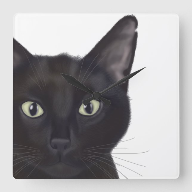 Horloge Carrée Chat, Portrait de Gus (Recto)