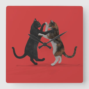Horloge Carrée Chats de danse doux