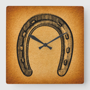 Horloge Carrée Chaussure de fer à cheval Vintage Western Horse S
