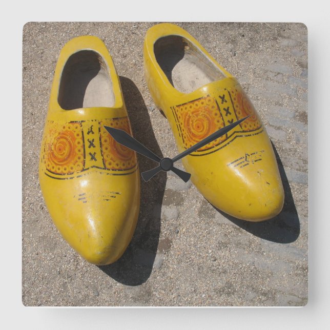 Horloge Carrée Chaussures hollandaises en bois Clogs de Hollande (Recto)