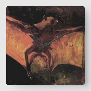Horloge Carrée Chauve-souris renard volant par Vincent van Gogh