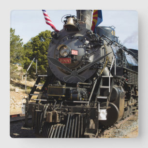 Horloge Carrée Chemin de fer du Grand Canyon locomotive à vapeur