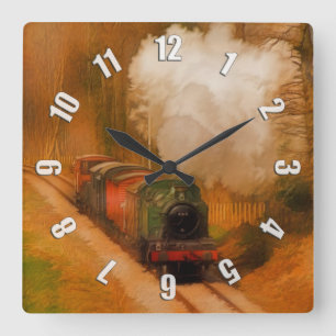 Horloge Carrée Chemin de fer Steam Engine Fine Art pour les amour