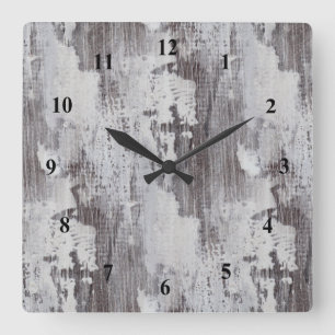 Horloge Carrée Chêne blanc Maui déchiré apparence de grains de bo