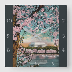 Horloge Carrée Cherry Blossoms à Washington