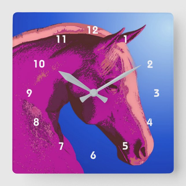 Horloge Carrée Cheval Abstrait Head Animal Art (Recto)