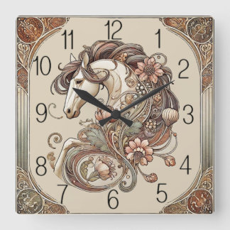 Horloge Carrée Cheval Art Déco