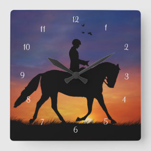 Horloge Carrée Cheval et cavalier