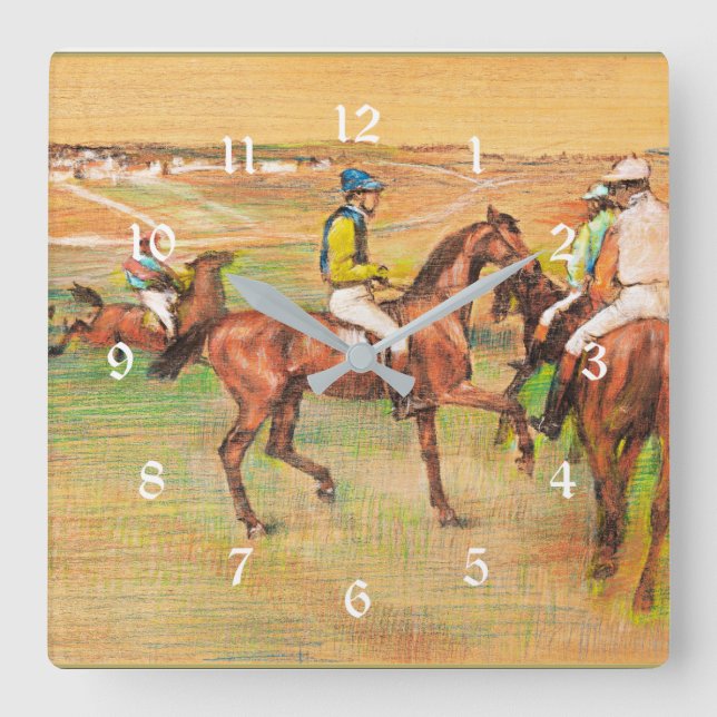 Horloge Carrée Chevaux de course, célèbre peinture d'Edgar Degas (Recto)