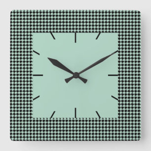 Horloge Carrée Chevron Checks Seafoam et Black