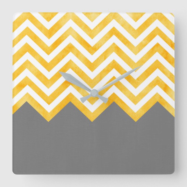 Horloge Carrée Chevron Golden Yellow (Recto)
