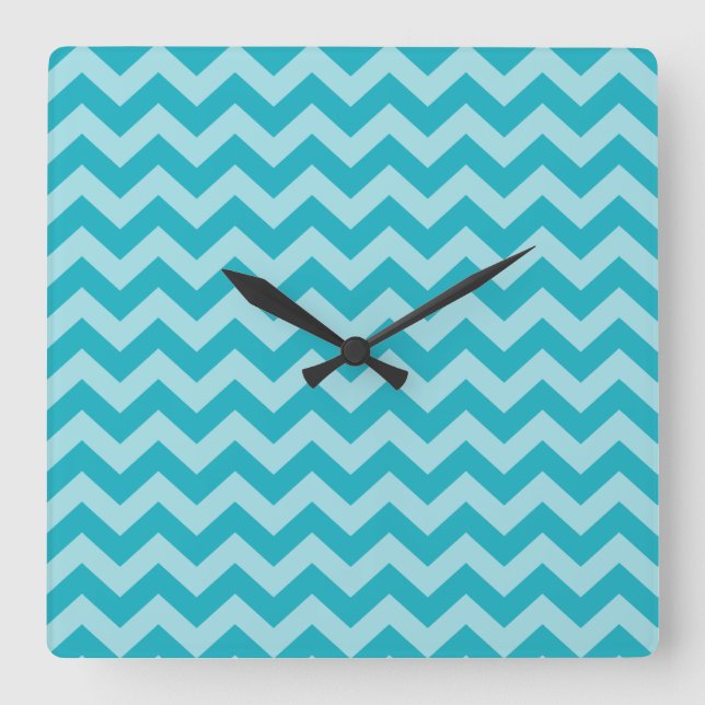 Horloge Carrée Chevrons d'humeurs marocaines Turquoise (Recto)