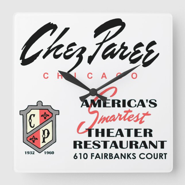 Horloge Carrée Chez Paree, Restaurant Théâtre, Chicago, IL (Recto)