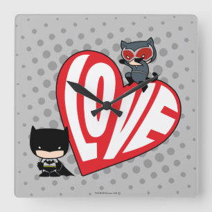 Horloge Carrée Chibi Catwoman rebondit sur Batman