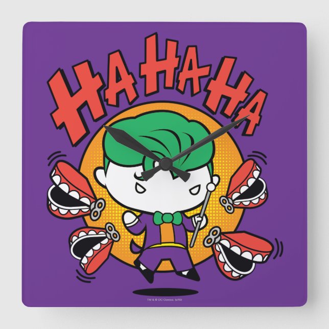 Horloge Carrée Chibi Joker Avec Dents De Jouet (Recto)
