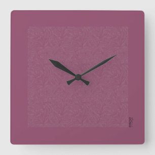 Horloge Carrée Chic Gold Bourgogne Abstrait Floral