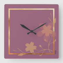Chic Gold violet Abstrait cadre floral