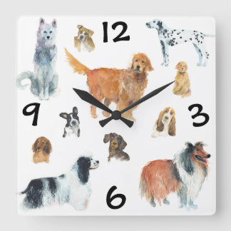 Horloge Carrée Chien 