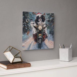 Horloge Carrée Chien Chin japonais équitation moto Noël