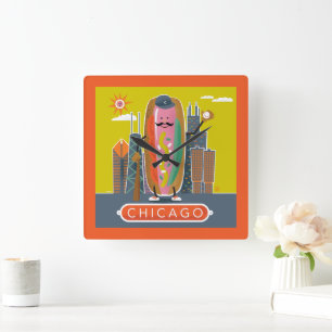 Horloge Carrée Chien d'hôte de style Chicago
