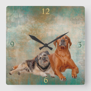 Horloge Carrée Chiens Adorables Sur L'Art Découpage