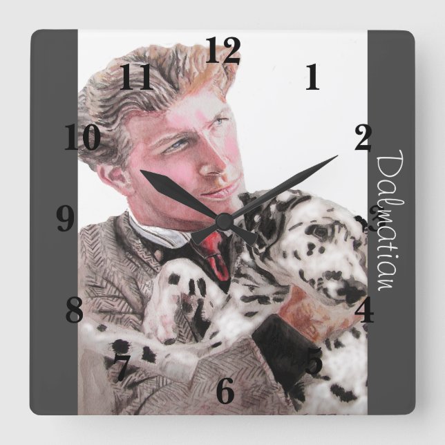Horloge Carrée Chiens de Dalmatie Chiens d'art Animaux Enfants Ho (Recto)