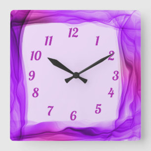 Horloge Carrée Chiffon violet épais