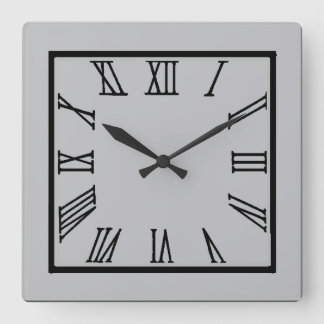 Horloge Carrée Chiffre romain gris