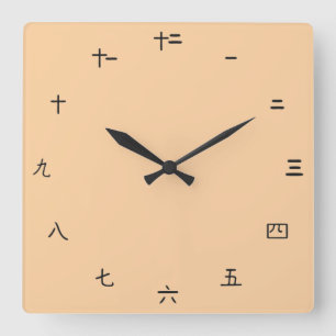 Horloge Carrée Chiffres en chinois clair