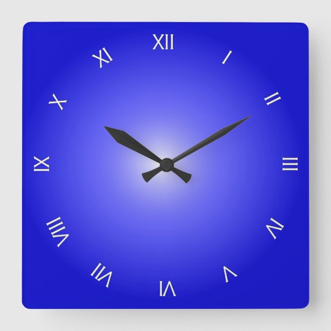 Horloge Carrée Chiffres romains Bleu Bleu Cobalt (Recto)