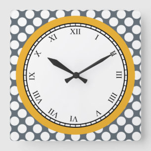 Horloge Carrée Chiffres romains Polka Dot colorés Blanc sur n'im