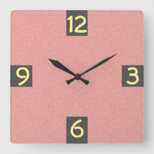 Horloge Carrée Chiffres trimestriels Girly de Minimalistic sur