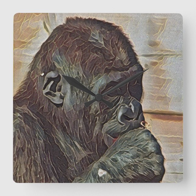 HORLOGE CARRÉE CHIMP ART (Recto)