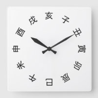 Chinese Zodiac Kanji (rotated) Clock - 